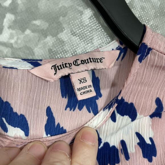 Juicy Couture Women's Pink Leopard Print Peasant Blouse - Size XS - Boho Chic - Picture 4 of 6